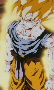 The iconic image of Goku's first Super Saiyan transformation in this episode