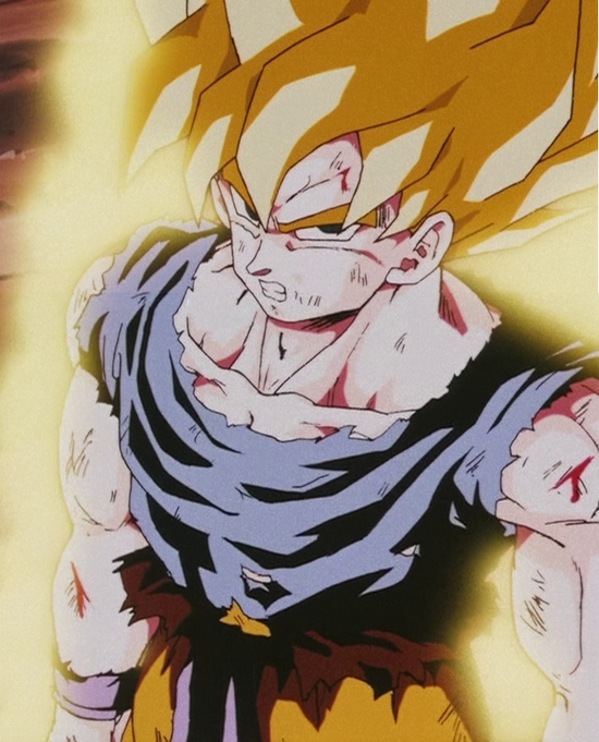 full body of goku turning into a super saiyan, photo