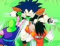 Raditz is able to hold off both Goku and Piccolo