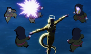 Frieza hits his opponent's foreheads, causing them to swell and explode