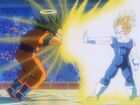 Majin Vegeta charges a point blank blast against Goku