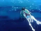 Arqua headbutts Goku underwater