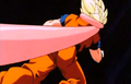 Super Buu grabs Goku