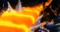 Hirudegarn blasts Goku again with his Genma Flame in Wrath of the Dragon