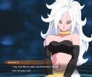 True Form Android 21 noting her young age in FighterZ