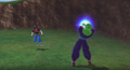 Piccolo charges a Paralyze Beam in Raging Blast 2