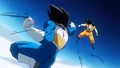 Goku and Vegeta battling in space