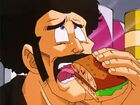 Mr. Satan eating a sandwich