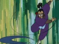 Murasaki throws Boomerang at Goku