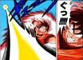 Goku dodges Vegeta's Shine Shot in the manga (Full Color)