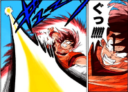Goku dodges Vegeta's Shine Shot
