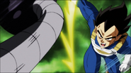 Vegeta strikes Borareta's arm.