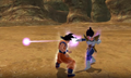 Vegeta fires a Ki Blast at Goku in Raging Blast 2