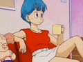 Bulma sitting with Oolong