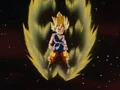 Goku transforms into a Super Saiyan in his battle with Ledgic