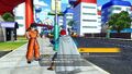 Future Warrior interacting with Yamcha in a city