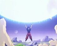 Goku haciendo una Super Genkidama antes de usarla contra Majin Buu