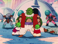 Dende and Cargo hold on to Elder Mori