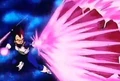 Vegeta fires his Lucora Gun at meteors