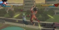 Goku charging Sledgehammer against Zamasu in Xenoverse 2