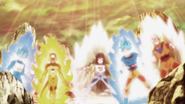 Goku, Vegeta, Freeza, Son Gohan y el Androide Número 17.