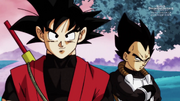 Xeno Goku and Xeno Vegeta say farewell.