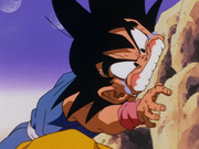 Goku bites rock