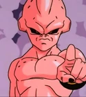 Kid Buu points his index finger to Alpha-seijins