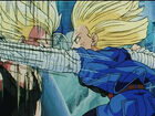 Future Trunks dodges Future 18's attack