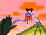 Tambourine wraps Goku with his tongue