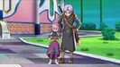Chronoa and Future Trunks examining a Time Scroll outside the Time Vault in Xenoverse intro cutscene