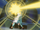 Baby hit by GT Goku's yellow Kamehameha