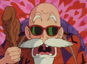 Roshi while Bulma shows her "panties"