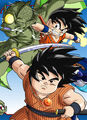 Artwork of Tambourine getting punched by Goku by Yamamuro