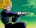 Super Saiyan Vegeta pointing his index finger to Meta-Cooler