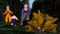 Gohan, Future Trunks, and Bulma discover Cell's moult
