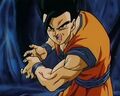 An illusion of Gohan prepares a Kamehameha inside Buu