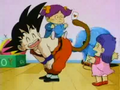 Goku playing with Cupcake and Pudding