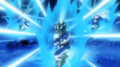 The Heroine, Goku, and the Hero charge Kamehameha waves