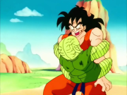 Yamcha confiado, muere por el ataque suicida de un Saibaiman.