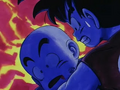 The dead Krillin in Goku's arms