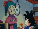 Goku and Bulma talking about the DragonBalls