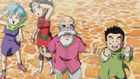 Bulma, Videl, Roshi, Krillin in Battle of Gods