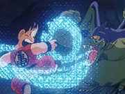 Goku getting wrapped in Giran's Merry-Go-Round Gum