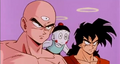 Tien, Chiaotzu, and Yamcha with halos