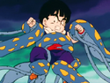 Gohan held by sea monster on the fake Namek