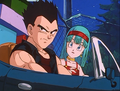 Vegeta and Bulla in their hovercar