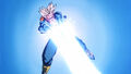 Future Trunks fires the Buster Cannon at the Future Androids