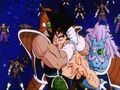 One of the soldiers still holds Bardock in a headlock