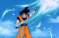 Goku deflects the blast